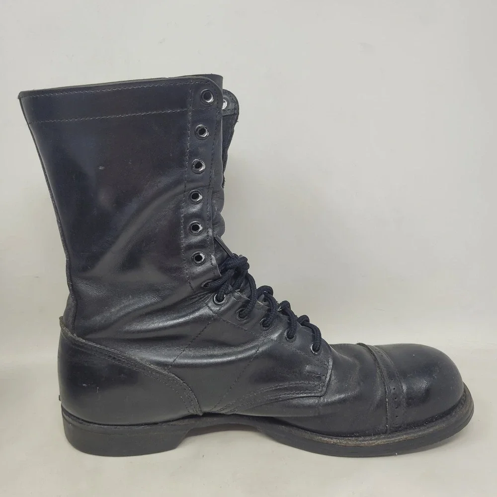 VTG Corcoran Jump Boots 10.5 Black Leather Cap Toe Military Paratrooper Combat